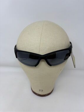 IRONMAN Black Wrap-around Sunglasses Smoke Lenses Silver Accents Foster Grant